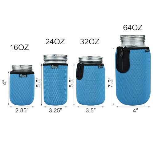 Beautyflier Wide Mouth Mason Jars 24oz Insulators, Wide Mouth Canning Jars Insulated Cozy, Overnight Oats Containers Neoprene Canning Cover, 24oz Mason Jars Drinking Glasses Sleeve Cover, 4 Color - color: 24oz,4Color