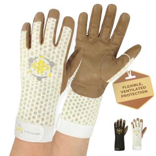 Heavy Duty Beekeeping Gloves,Extended Cuff, 5mm Cowhide with Patented Ventilation Beekeeping Supplies - color: Off-white, size: X-Large