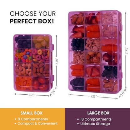 Snack Box Containers Set of 2-Reusable,100 Dissolvable Labels, 8 Adjustable Compartments, Dishwasher Safe, BPA-Free, Meal Prep Container, PARENT TESTED PARENT APPROVED AWARD (2 Pack) (Purple) - color: Purple, size: Small