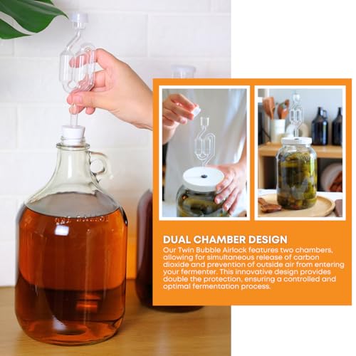 FastRack 1 Gallon Glass Jug with Black Polyseal Cap, 6.5 Rubber Bung & Twin Bubble Airlock – Fermentation jugs for Home Brewing, Clear Glass Fermenter Containers for Liquid Fermentation - size: 1 Gallon