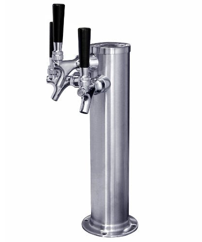 Kegco KC D4743TT-Brush Draft Beer Tower Brushed Triple Faucet, 3" Column, Stainless Steel - size: 3 Faucet