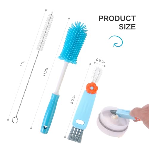 3 Pack Cleaner Brush Kit for Stanley, Bottle Cleaner Brush Set with Straw Brush Cleaner and Cup Lid Cleaning Brush for Stanley Cup, Tumbler Cups, Drinking Glass (Blue) - color: Blue
