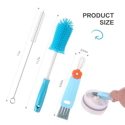 3 Pack Cleaner Brush Kit for Stanley, Bottle Cleaner Brush Set with Straw Brush Cleaner and Cup Lid Cleaning Brush for Stanley Cup, Tumbler Cups, Drinking Glass (Blue) - color: Blue