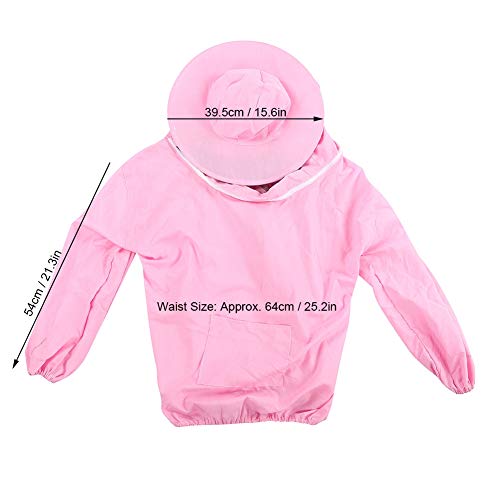 Beekeeping Tools Suits,Breathable Adult Anti Bee Veil Suit Beekeeping Protective Clothing Beekeeper Protective Outfit Upper Body Beekeeping Jacket with Veil Hood Ventilated (Pink) - color: Pink