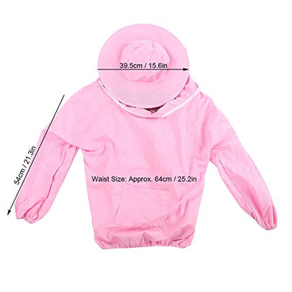 Beekeeping Tools Suits,Breathable Adult Anti Bee Veil Suit Beekeeping Protective Clothing Beekeeper Protective Outfit Upper Body Beekeeping Jacket with Veil Hood Ventilated (Pink) - color: Pink