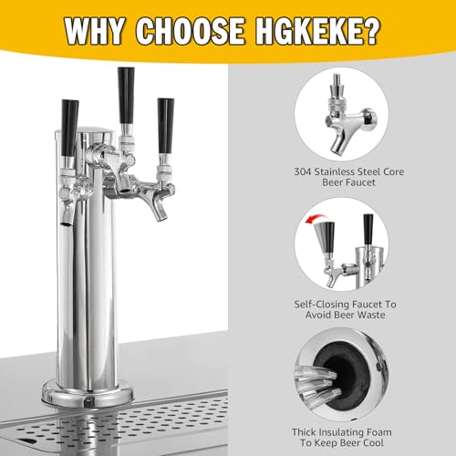 3 Tap Beer Tower Stainless Core Beer Faucet Kegerator Tower Draft Beer Tap Tower Dispenser Pre-Installed Kegerator Tap Tower Kit with Self-Closing Spring Keg Tap Beer Brewing Kit - size: Triple Tap Beer Tower