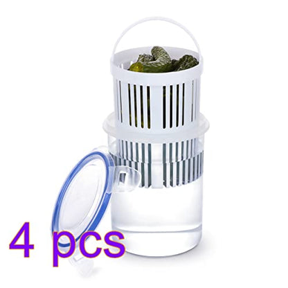Firlar 4 Pack Pickle Jar with Strainer Insert, Transparent Pickle Storage Container with Leaks-Proof and Lock It Lid, Pickle Holder Keeper Lifter, Barrel of Olive Jalapeno, Large Flip Jar - color: Jar-4PCS