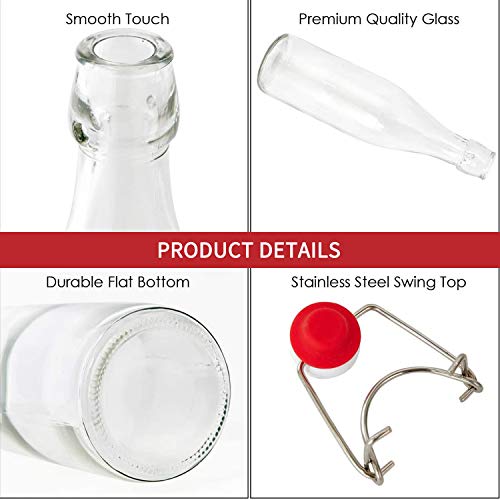 8oz Glass Bottles With With Air Tight Lids, Beer Bottles For Home Brewing 250ml, Kombucha Bottles For Beverages, Kefir, Food Storage, Leak Proof, Dishware Safe 16 Pack - size: 8oz-16pack