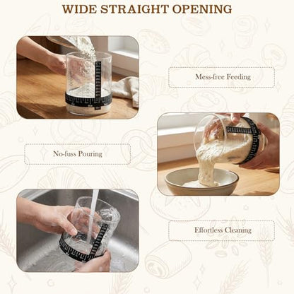 SheeChung 50oz Sourdough Starter Jar, Wide Mouth Sourdough Jar Glass, Bamboo Lid, Cloth Cover, Date Tracker, Scraper, Sourdough Starter Kit, Fermentation Jars, Sour Dough Bread Baking Supplies, 1 Pack - size: 50 Ounce (Pack of 1)