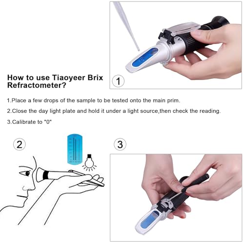 Brix Refractometer with ATC, Dual Scale - Specific Gravity & Brix, Hydrometer in Wine Making and Beer Brewing, Homebrew Kit