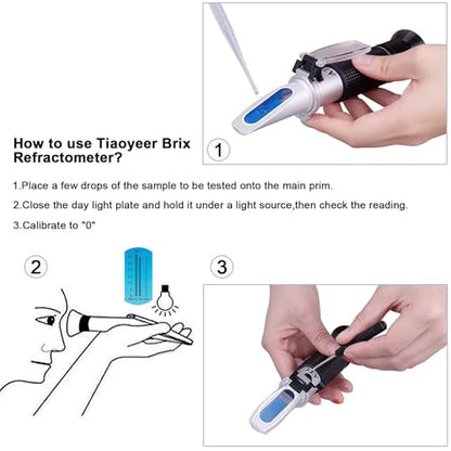 Brix Refractometer with ATC, Dual Scale - Specific Gravity & Brix, Hydrometer in Wine Making and Beer Brewing, Homebrew Kit