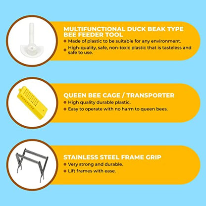 Beekeeping Supplies Starter Kit, 11 Piece Set, All-in-One Beginner Tools and Pro Equipment with Large Beehive Smoker, Beekeeper Suit and Gloves, Extraction Scraper, and Feeder