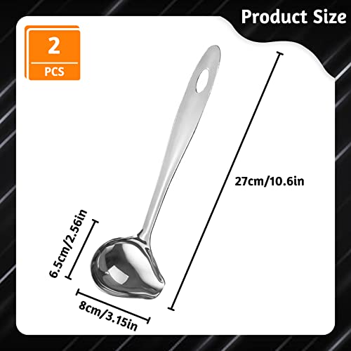 2 PCS Gravy Ladle with Pour Spout, 10.6 inch Long Handle Sauce Ladle, Stainless Steel Saucier Drizzle Spoon for Spooning Gravies Sauces Dressings Kitchen Utensil (Pack of 2) - size: 3.15 x 10.6 inch (Pack of 2)