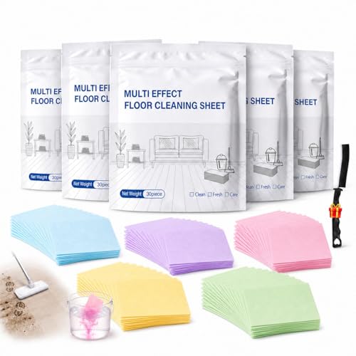 Floor Cleaning Tablets, 150 Sheets 5 Scent Variety Pack, Multi-Surface Cleaner Sheets for Mopping, Floor Cleaner Tablets for Sealed Hardwood Tile Laminate Vinyl with Crevice Brush - color: 5-Scent Variety Pack
