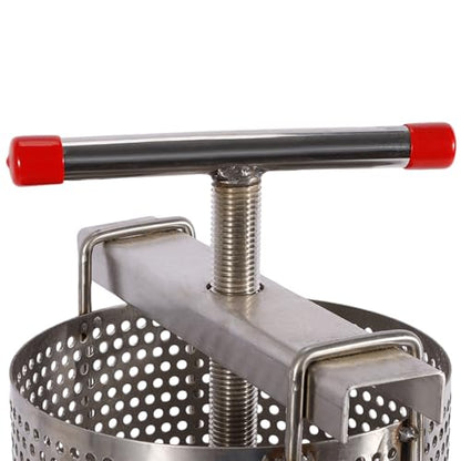 304 Stainless Steel Honey Press, 9.44 x 9.44 x 23.62 Inch Household Manual Honey Extractor Wax Beekeeping Tool Grape Fruit Wine Press for Oil Pressure Dehydration, Medicine Dregs