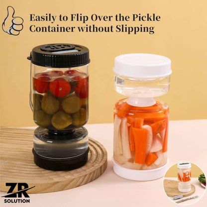 Glass Pickle Jar, Strainer Flip, Airtight Pickle Container, Juice Separator, Leak Resistant Food Storage Jar, Pickles, Olives, Jalapenos, Kimchi, Cherries & Refrigerator Snacks Jars