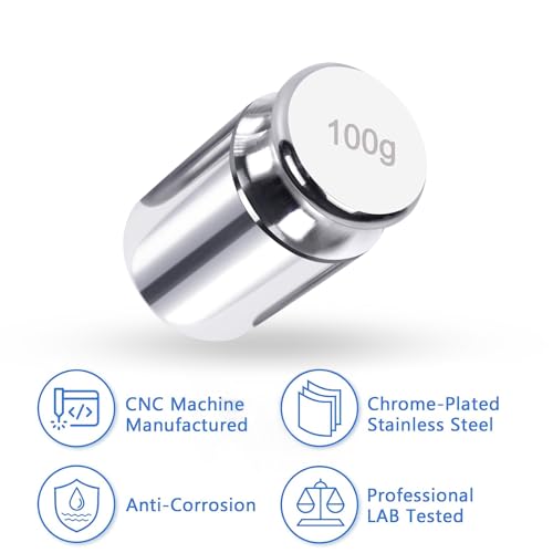 QP Calibration Weights, 100 Gram OIML Class M1 High Precision Scale Weights, Stainless Steel Gram Weights, Chrome Finish, Scale Calibration Weights for Digital Scale, Kitchen Scale, Pocket Scale - size: 100g