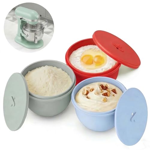 Omoiyari Premium MultiColors 3-Pack Silicone Bowl Liners with Lids for KitchenAid 7-Qt Bowl-Lift (Only), 2mm Extra-Thick Silicone, Odour-Free,Air Valves for Dough Proofing,Dishwasher Safe, BPA Free - color: BLUE/GREEN/RED, size: 7QT