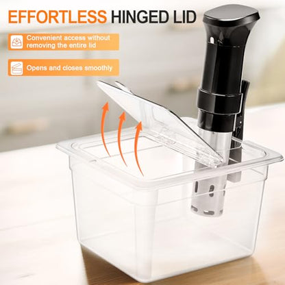 HOMENOTE Sous Vide Container 12 Quart with Universal Collapsible Hinged Lid,Sous Vide Accessories Kit BPA Free,Compatible with Anova and Most Sous Vide Cookers - color: Container - without accessories