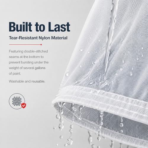 Sukh 10PCS Paint Strainer Bag - 5 Gallon Paint Filter Strainer Bucket with Elastic Drawstring Top Opening Nylon Mesh Filter White Fine Mesh Bag for Gardening