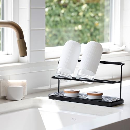 Selegna Baby Bottle & Dish Dryer - Space Saving Narrow Two Tier Tower Over Sink Instant Dry Rack (Black) - color: Black