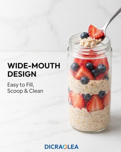 24oz 4Pack Glass Overnight Oats Jars Containers with Airtight Leakproof Lids, Reusable Mason Jars for Meal Prep, Yogurt Parfaits, Smoothies, Salads & Healthy Breakfasts (24 OZ-4-1) - color: 24 OZ-4Pack-1
