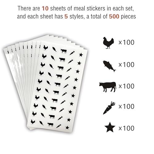 10 Sheets(500 Qty) Meal Stickers,Wedding Food Choice Sticker for Place Cards, Beef, Chicken,Fish (Black) - color: Black
