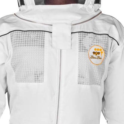 Generic Beekeeping Bee Cotton Semi Ventilated Jacket with Hood Style Veil (S) - size: S