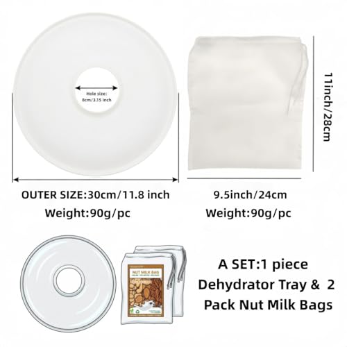 2 Pack Nut Milk Bags with Fruit Roll Sheets, 100 Micron Reusable Nylon Food Strainers Bags Multi-use Food Grade Almond Milk Filter Bags, Fine Mesh Nylon Cheesecloth & Cold Brew Coffee Filter - size: Medium 9.5X11inch