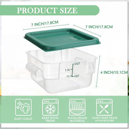 Lallisa 8 Pcs 2 Quart Food Storage Containers with Lids Clear Square Polycarbonate Marinating Container Dough Bucket with Lid(Multicolor) - color: Multicolor