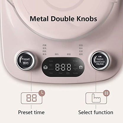 Bar 1.8L Health- Care Beverage Tea Maker and Kettle YSH-C18R1, Durable 316 Stainless Steel & Glass Brew Cooker Master,8-in-1 Programmable, 4 Range Temperature Warming Function, Pink