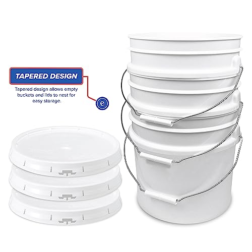 ePackageSupply 3.5 Gallon Plastic Bucket with Lid I Food Grade Bucket | White | BPA-Free I Heavy Duty 90 Mil All Purpose Pail Reusable I Made in USA (12 Count) - size: 12 Packs