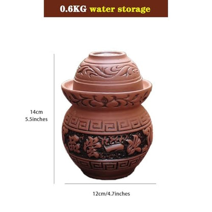 Mini Small Size Kimchi Jar, Handmade Clay Fermentation Tank, Old Traditional Water Seal Design, Pickled Beans and Garlic(0.6kg) - size: 0.6kg