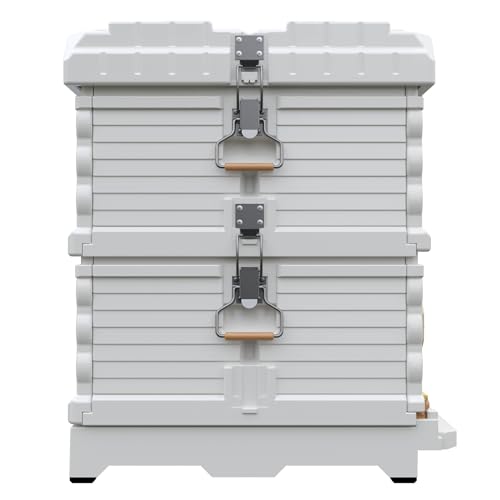 Apimaye Ergo Insulated Tan Double Brood Box Beehive Set (White Body BlueEntrance)
