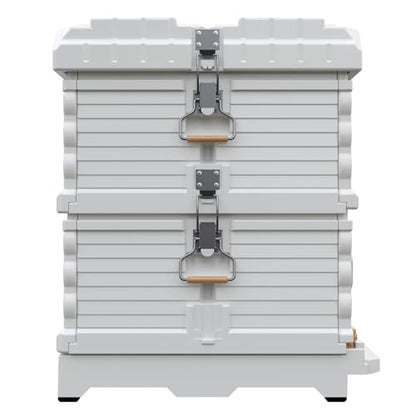 Apimaye Ergo Insulated Tan Double Brood Box Beehive Set (White Body BlueEntrance)