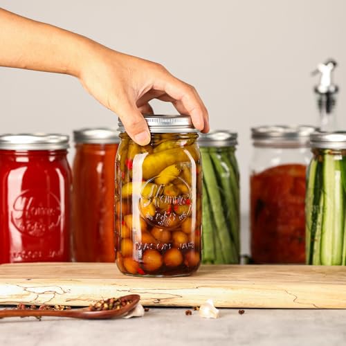 12 Pack Wide Mouth Mason Jars 32 oz - Heavy Duty Glass Quart Mason Jars With Airtight Lids for Pickling, Canning, Food Storage, Meal Prep and Fermenting, Leak Proof - color: 32 oz-12Pack-Home