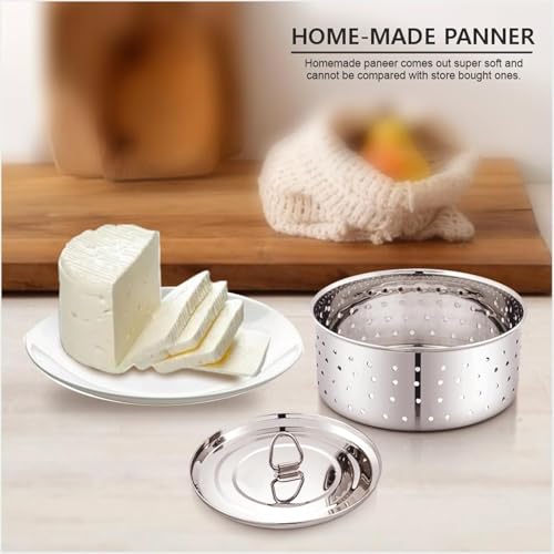 Stainless Steel Round Paneer Mould | Paneer Strainer 350ml | Paneer Press Mould Maker (Round, Pack of 1, Silver)