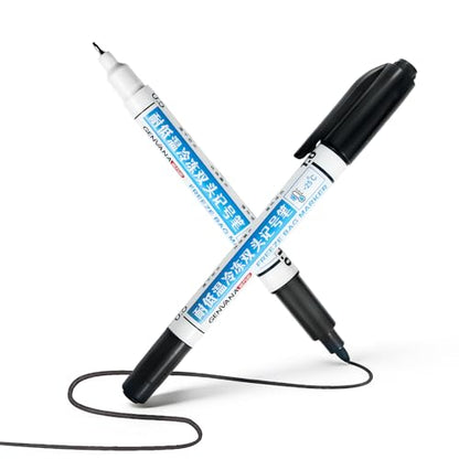 Freezer Bag Markers, Permanent Food Black Pens with Chisel & Fine Tips for Freezer Labels, Fast Drying Waterproof Writing on All Surfaces