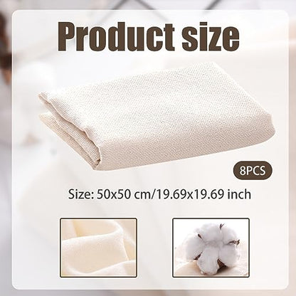 8Pcs Cheesecloth, 20x20 Inch Cheese Cloths, Unbleached Cotton Cheesecloth for Cooking, Reusable Ultra-Dense Strainer for Juicing Filtering Canning