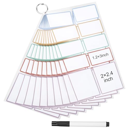 Dry Erase Sticker Labels Reusable Dry Erase Notes Storage Bins Labels Waterproof and Oil-Proof Removable Stickers for Food Containers Kitchen Classroom (60Pcs 1.2In ×3In 2In×2.4In)