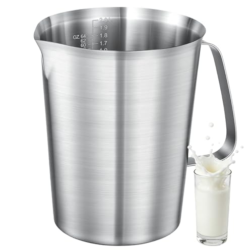 Stainless Steel Measuring Cup with Easy-Read Scales, Unbreakable, Comfort Grip Handle for Cooking, Baking, Mixing Drinks, Pet Food (64oz) - size: 64oz