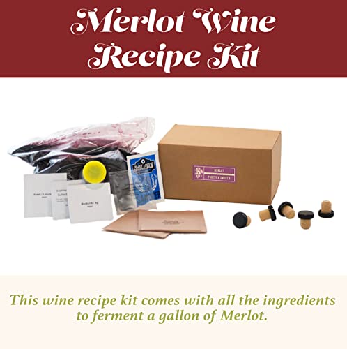 Craft A Brew - Merlot Wine Recipe Kit - 1 Gallon - Ingredients for Home Brewing Wine - Wine Making Ingredients and Supplies - style: Merlot