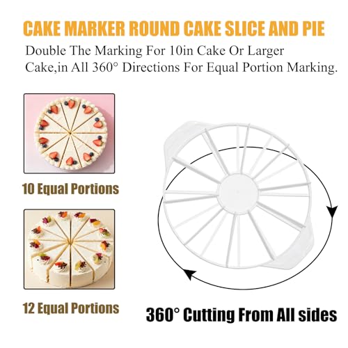 Cake Portion Cutter 10.6'' Diameter Cheesecake Slicer Double Sided Cake Slicer Divider 10 or 12 for Even Slices - style: 10&12
