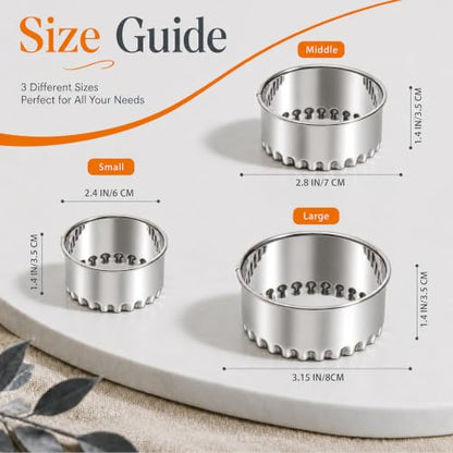 Biscuit Cutters, Round Cookie Cutters/Stainless Steel Dumpling Cutters/Cake Pastry Cutters/Scone Cutters Molds stamps for Cooking Baking (3Pcs, Fluted Edge) - size: 3Pcs, Fluted Edge
