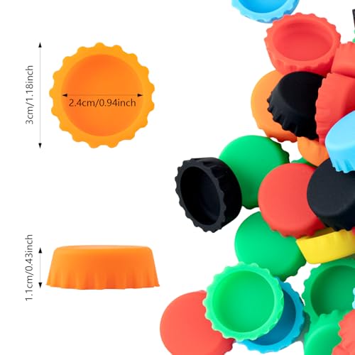 120 PCS Silicone Rubber Bottle Caps, 6 Colors Reusable Beer Caps for Home Brewing Beer, Soft Drink, Wine Bottle, Beer Bottle, Soda Bottles Kitchen Gadgets