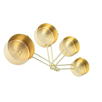 4pcs Stainless Steel Measuring Cups Set Kitchen Accessories Baking Tea Coffee Measuring Tools (gold-4pcs) - color: gold-4pcs
