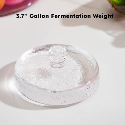 Jillmo Fermentation Weight for Gallon Jars, 3.7inch Large and Heavy Gallon Jar Glass Fermenting Weights for Making Sauerkraut, Kimchi, Carrots, Pack of 2 - size: Hammered - 2 Pack
