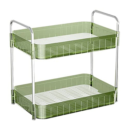 Chrees Cup Drying Rack with Transparent Design and Large Capacity for Kitchen Countertop Storage Organizer Made of Durable Plastic (Double Layer Green) - color: Double Layer Green