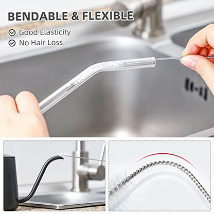 Hiware Straw Cleaner Brush Set, 8-Piece Long Cleaning Brush for Straws on Tumbler, Water Bottle, Sippy Cup, and Pipes, Tubes or Hummingbird Feeders