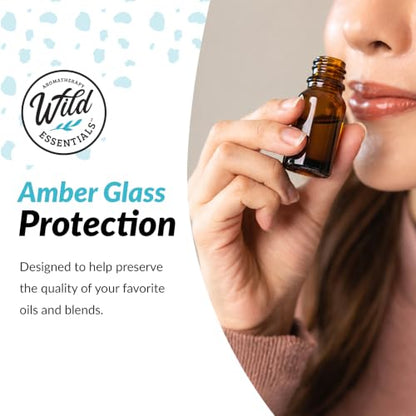 mEssentials 10ml Amber Glass Bottles with Euro Dropper Caps - Great for Essential Oils, Perfumes and DIY Aromatherapy - Easy to Fill, Clean and Reuse - Protective and Durable (8)